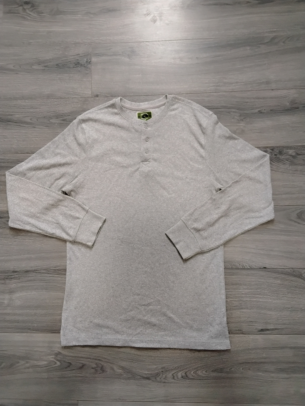 Men's Long Sleeve Henley Shirt - Light Gray